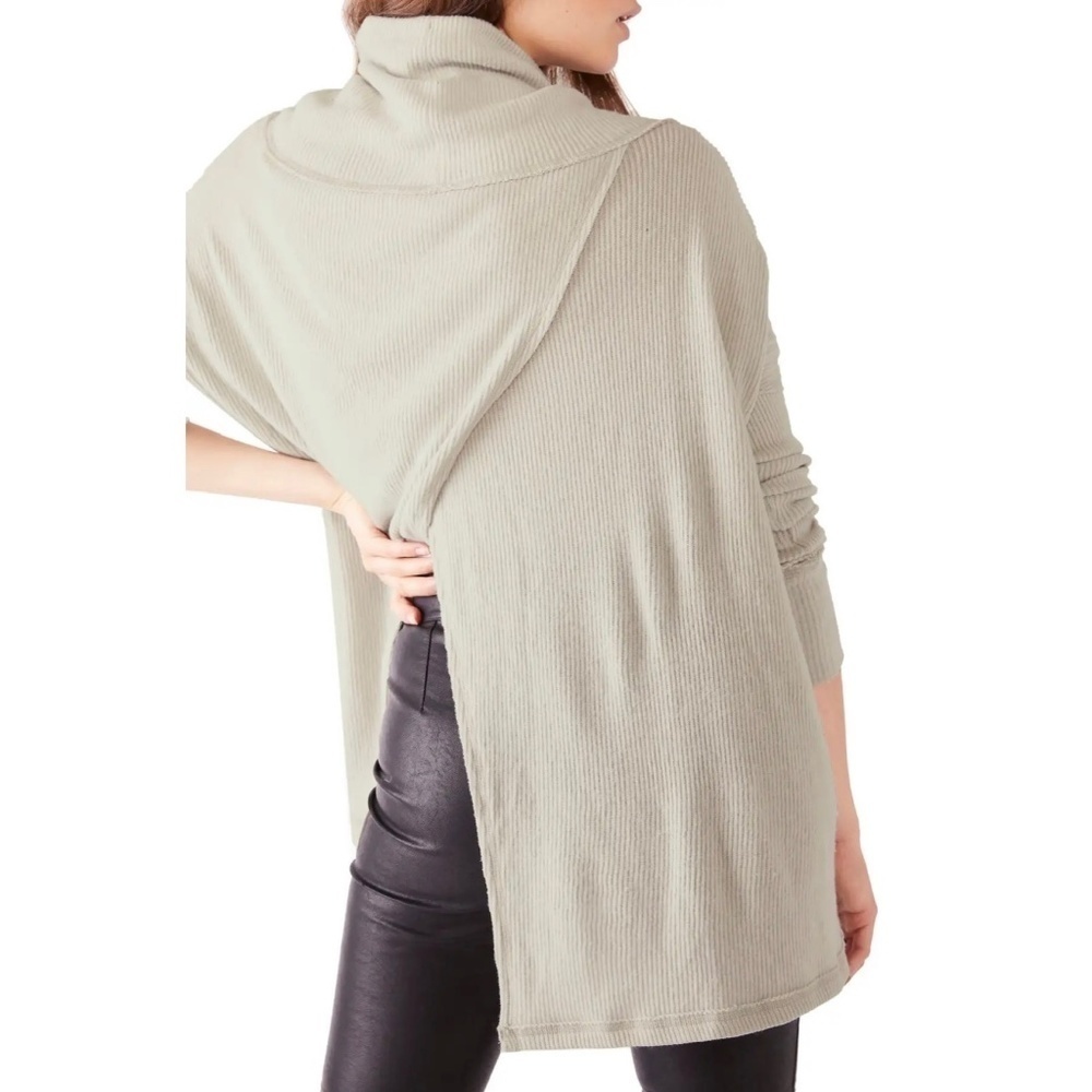 Free People Juicy Long Sleeve Cowl Neck Top Stone Cold Side Medium